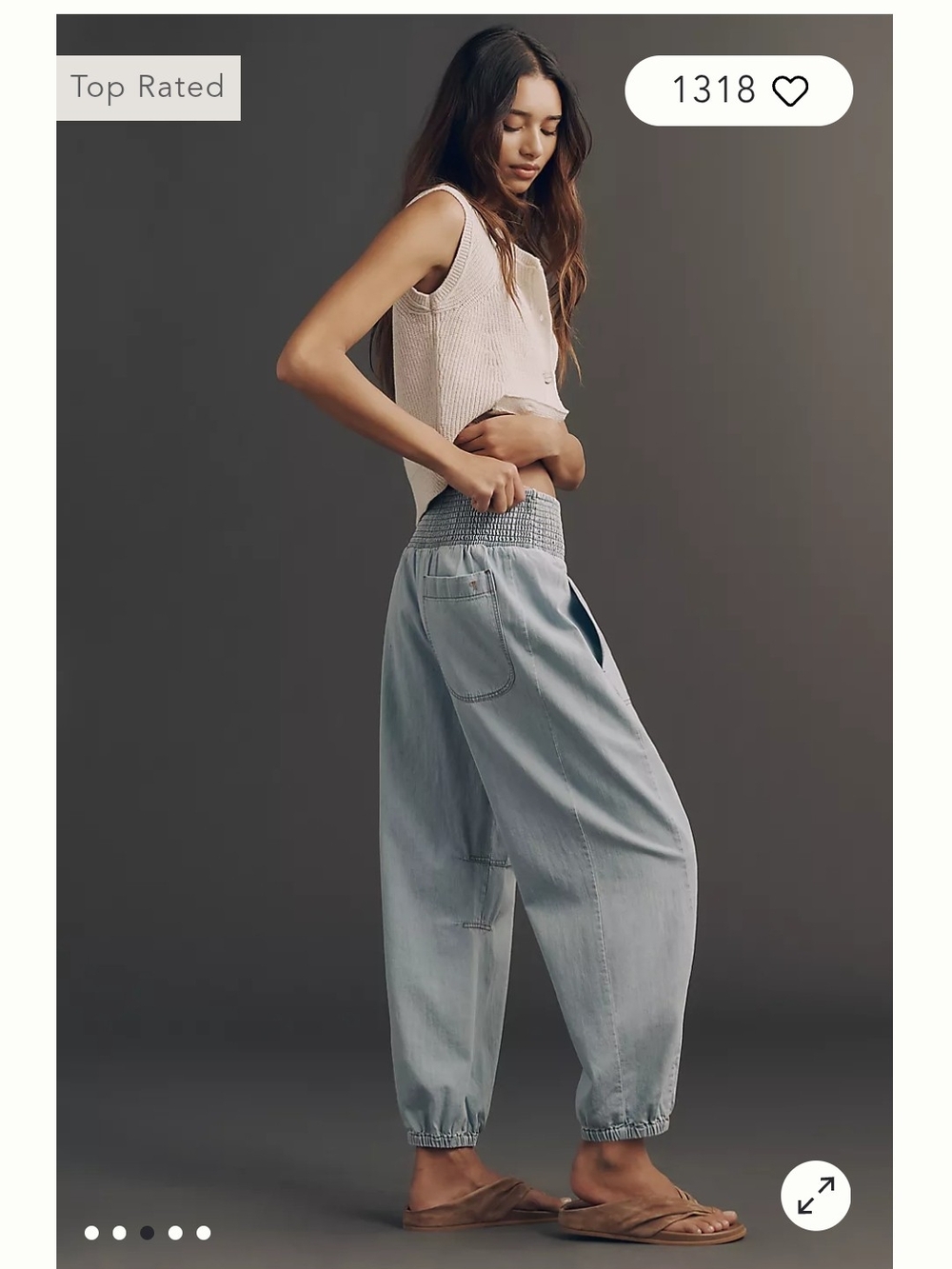 Anthropologie Pilcro Reese Smocked Pull-On Joggers XS NWT - Picture 3 of 11